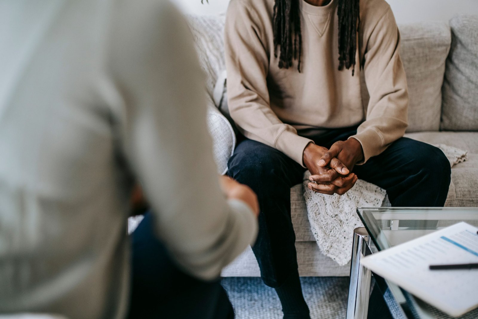 Person practicing calm and healthy coping