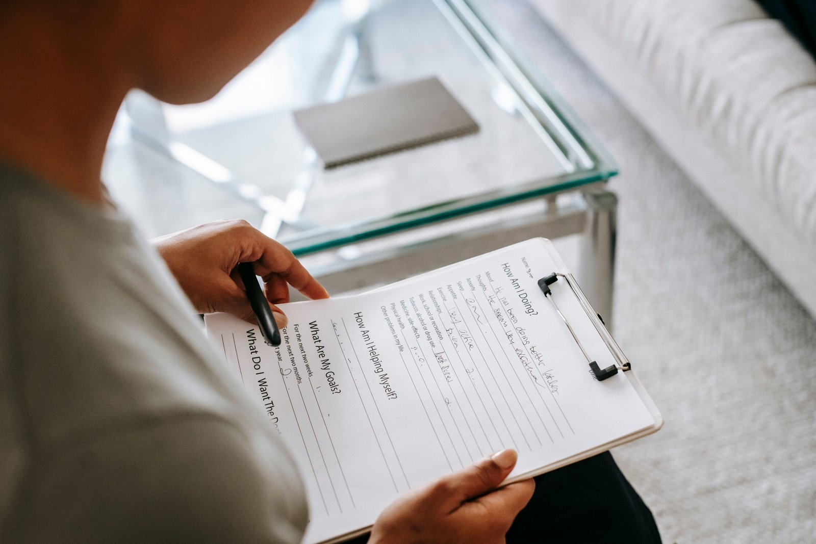 Person planning personal goals